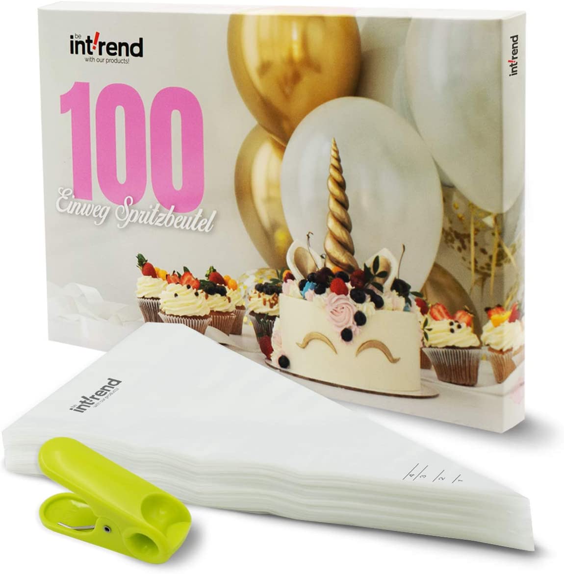 int!rend Einweg Spritzbeutel 100 Stück - Einmal Spritztüten Spritzsack Set Groß - Spritztülle für Spritzgebäck - Krapfentülle für Marmelade - Einwegspritzbeutel hitzebeständig